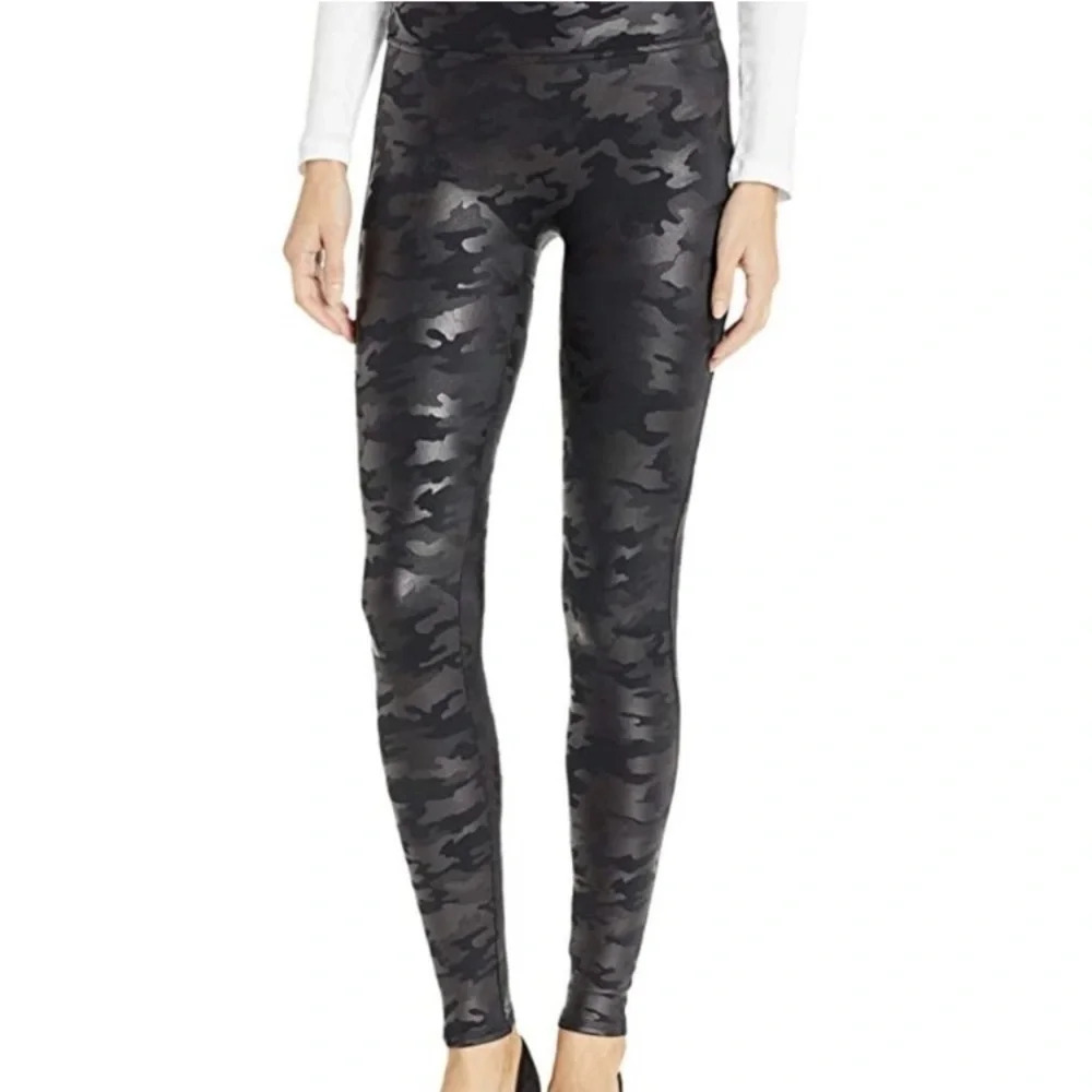 Spanx Faux Leather Camo Leggings